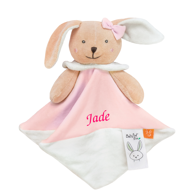  - coton bio - plat lapin rose 25 cm 